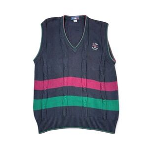 U.S. Open 1993 Baltusrol Golf Vintage Sweater Vest Cable Knit Large Navy Stripes